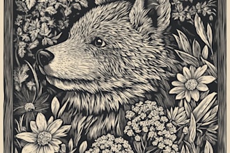 create artistic linocut illustration in my style