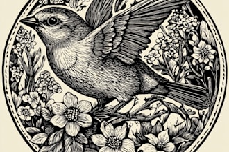 create a black and white illustration in linocut