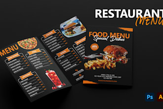 create a stylish and modern restaurant and food menu design