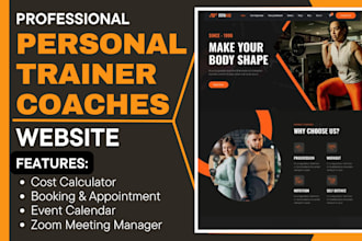 design professional personal trainer website fitness coach website with booking