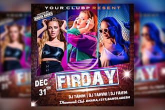 design product flyer, club flyer, book cover and event flyer