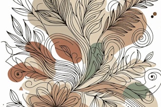 do a abstract one line art with boho style