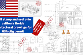 stamp and seal ohio califonia florida architectural drawings for USA city permit