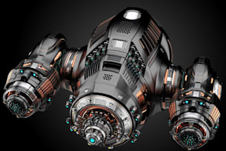 create 3dkitbash, 3d spaceship, hard surface space ship interior and exterior