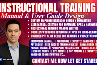 create edit instruction manual, employee handbook, user guide workbook PPT slide