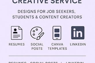 design resumes, canva templates, instagram posts and linkedin profiles