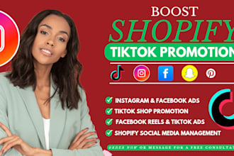 social media manager shopify ig marketing fb reels ads for tiktok shop promotion