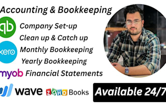 do bookkeeping in quickbooks online, xero, wave, zoho books and myob