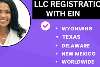 form a US llc in new mexico, wyoming, texas, or delaware  non resident with ein