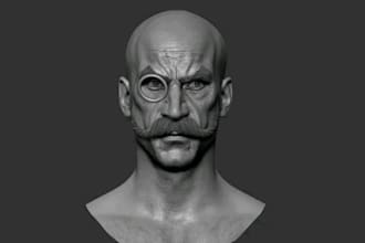 create 3d headsculpt, 3d face, 3d bust, 3d full body model character for game