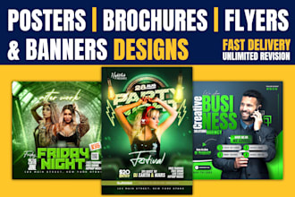 design custom posters, brochures, flyers, banners, very fast