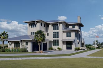 redesign 3d coastal house,landscape project,lobby real estate,villa exterior,max