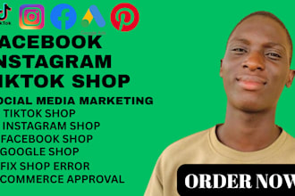 set up tiktok shop, instagram shop facebook shop or shopify dropshipping store