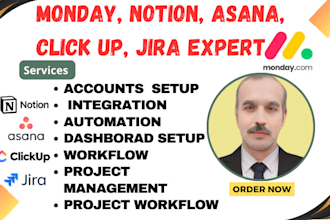 be your monday expert,click up,notion,jira software, jira,asana expert,