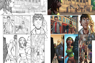 create  comic books cartoon character motion graphics illustration manga page