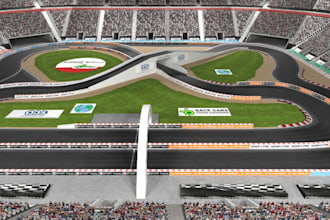 generic 3d railway,speedway infrastructure,race track,track office,lumion render