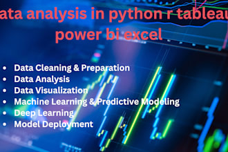 do data analysis in python r tableau power bi excel for you