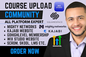 wix studio website design kajabi membership course upload, squarespace website