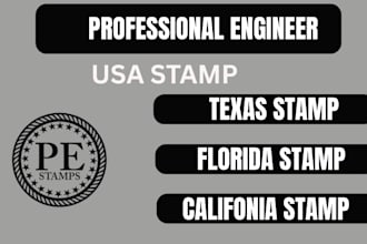 provide structural engineer, california, ohio, indiana pe stamp for city permit