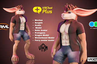 do custom vrchat 3d model furry avatar, nsfw , vtuber model, vseeface, avi