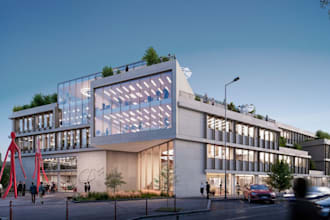 optimize 3d commercial design, office,bank design, landscape design, walkthrough