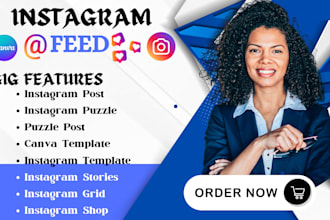 do canva instagram shop post design puzzle feed template grid stories marketing