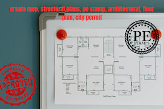 draw mep, structural plans, pe stamp, architectural, floor plan, city permit