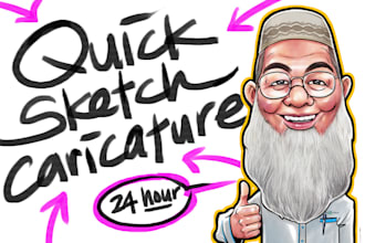 draw an awesome quick sketch caricature cartoon from your photo in 24 hours