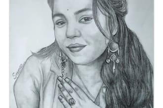 do hand drawn realistic pencil portrait, pencil sketch on a4