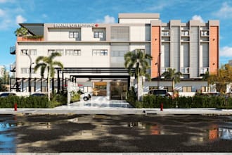 renew commercial hospital design,receptist centre,car park,labour room,d5 render