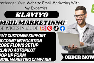setup  klaviyo ecommerce email marketing flows,  templates and SMS