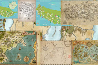 custom vector fantasy world  road map illustration dnd world city travel map