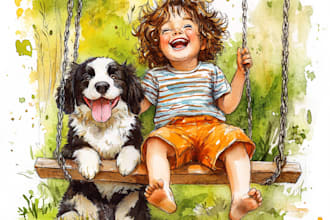 illustrate whimsical children story book illustration watercolor