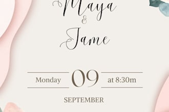 design etsy wedding invitation card, etsy digital product for etsy shop setup