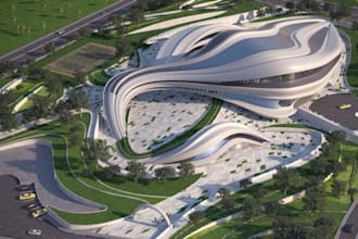 redesign3d building exterior landscape,bird eye view,cgi visualisation,site plan