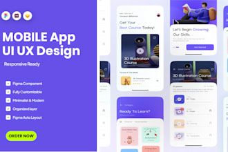 do mobile app UI UX design and figma mobile app design in figma prototype