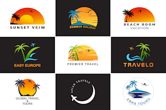 do travel agency adventure outdoor tourism mountain beach vacation travel logo