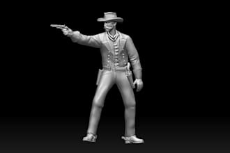 3d printables files, 3d resin sculptor, medieval character, cowboy design,zbrush