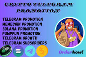 crypto telegram promotion, token presale, memecoin promotion to gain 100x sales