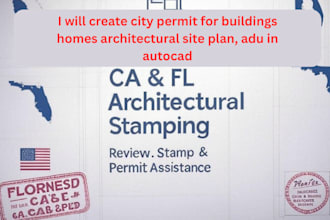 create city permit for buildings homes architectural site plan, adu in autocad