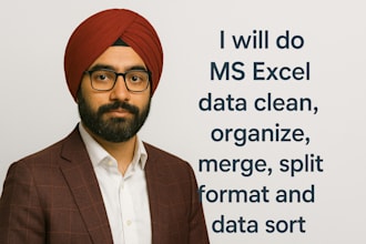 do ms excel data clean, organize, merge, split format and data sort