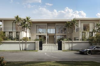 renovate 3d contemporary luxury villa,cgi smart home interior, balcony ,exterior