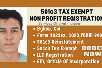 501c3 non profit registration reinstate 501c3 tax exempt, bylaw, form 1023ez 990