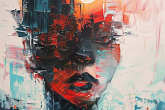draw abstract art colorful digital oil painting portrait