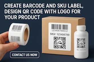 create barcode and sku label, design qr code with logo for your product