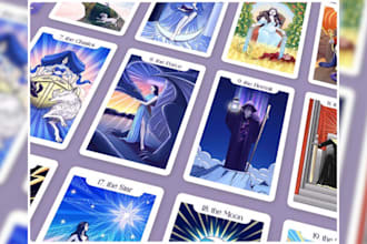custom tarot card design, trading card, game illustration, tcg, pokemon, yugioh