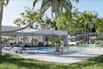 build 3d beach house,cgi resort, relaxation spot,3d lounge, swimming pool,3d bar