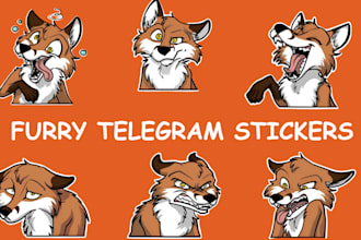 draw furry telegram stickers, discord stickers, furry animated telegram sticker