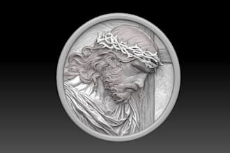 sculpt 3d coin model, 3d bas relief, 3d cnc design, 3d medallion