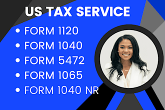 prepare and efile us tax returns 1040, 1120, 1065 and 1120s